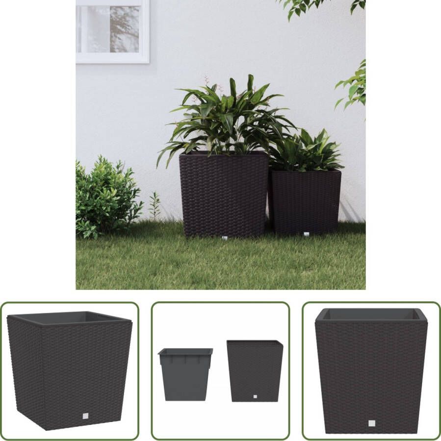 The Living Store Plantenbak Rattan Bruin 40 x 40 x 41 cm 37 L Rattan-look