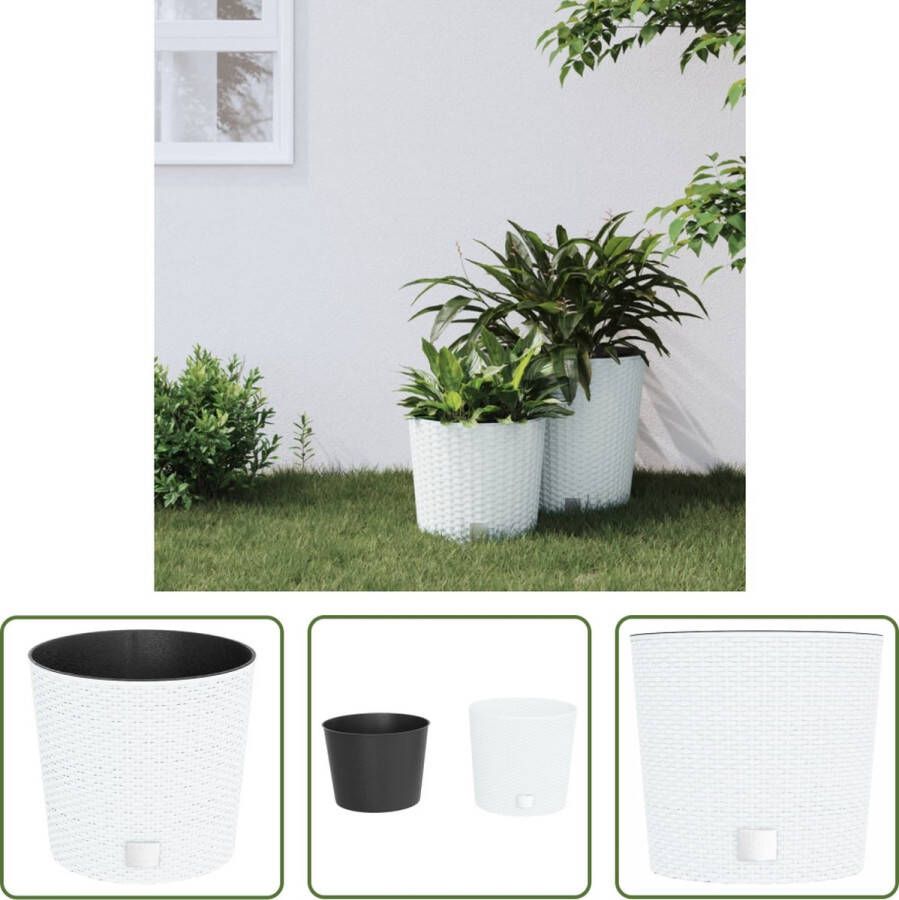 The Living Store Plantenbak Rattan-look PP Wit 30 x 27 cm (ø x H)