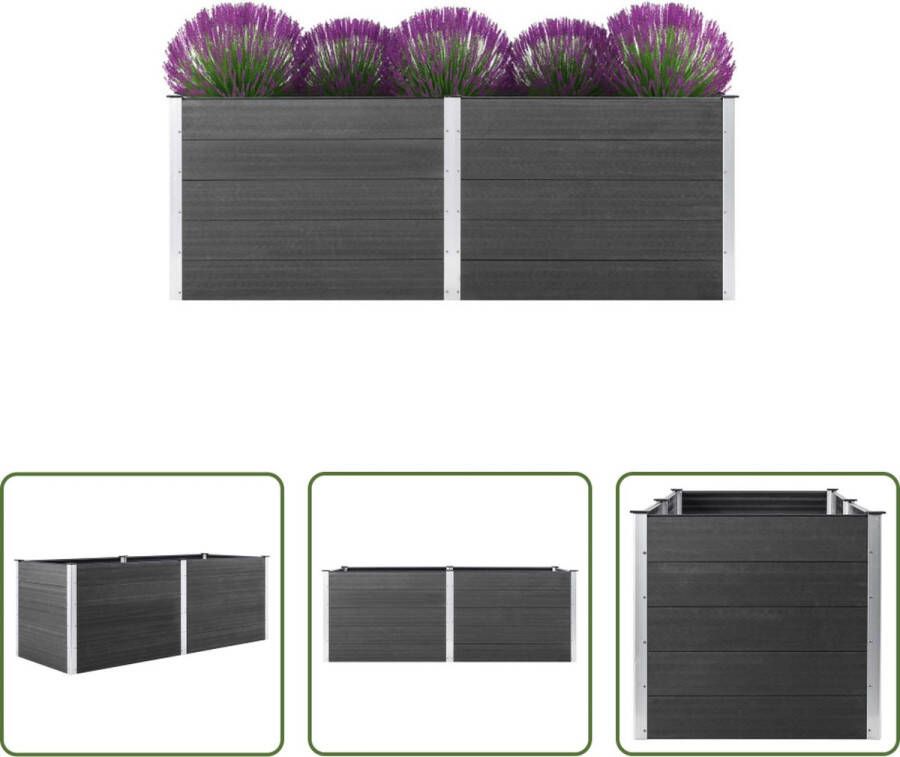 The Living Store Plantenbak Verhoogd Hout-kunststof-composiet Grijs 250 x 50 x 91 cm