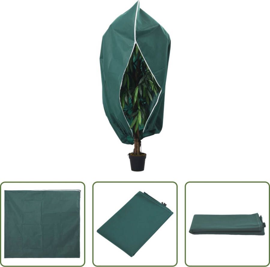 The Living Store Plantenhoes Vlies Groen 3.93 x 3.5 m Trekkoord en Ritssluiting