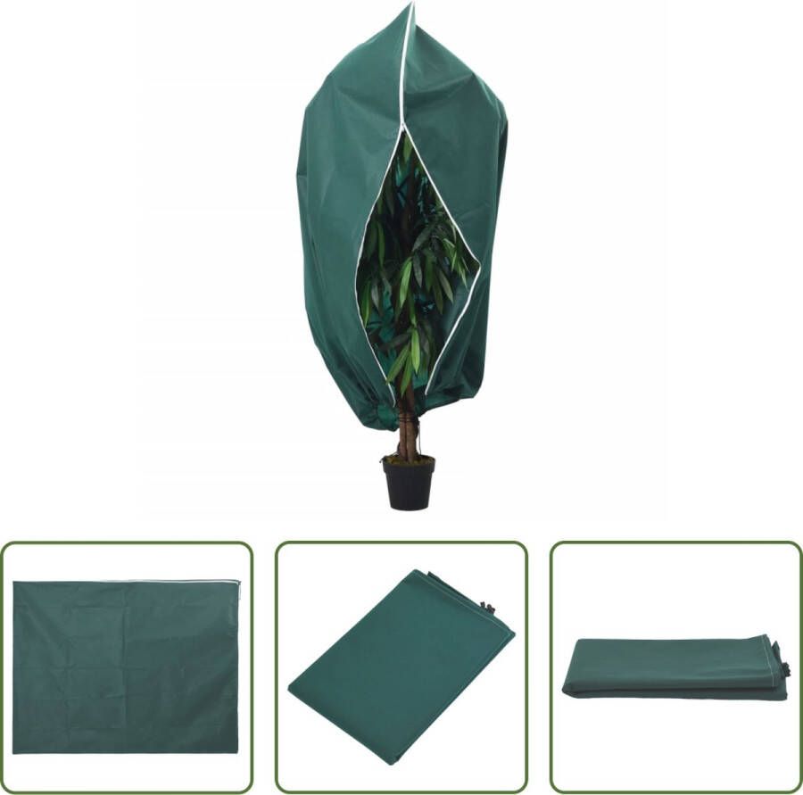 The Living Store Plantenhoes Winter Nonwoven Ademend Trekkoord en Ritssluiting Groen 3.93 x 3m 70g m²