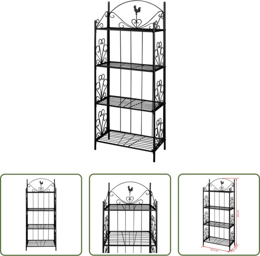 The Living Store Plantenrek Afmeting- 61.5 x 33 x 153 cm Ken- zwart