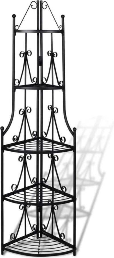 The Living Store Plantenrek Rozen Patroon Zwart 36 x 160 cm Hoogwaardig Staal