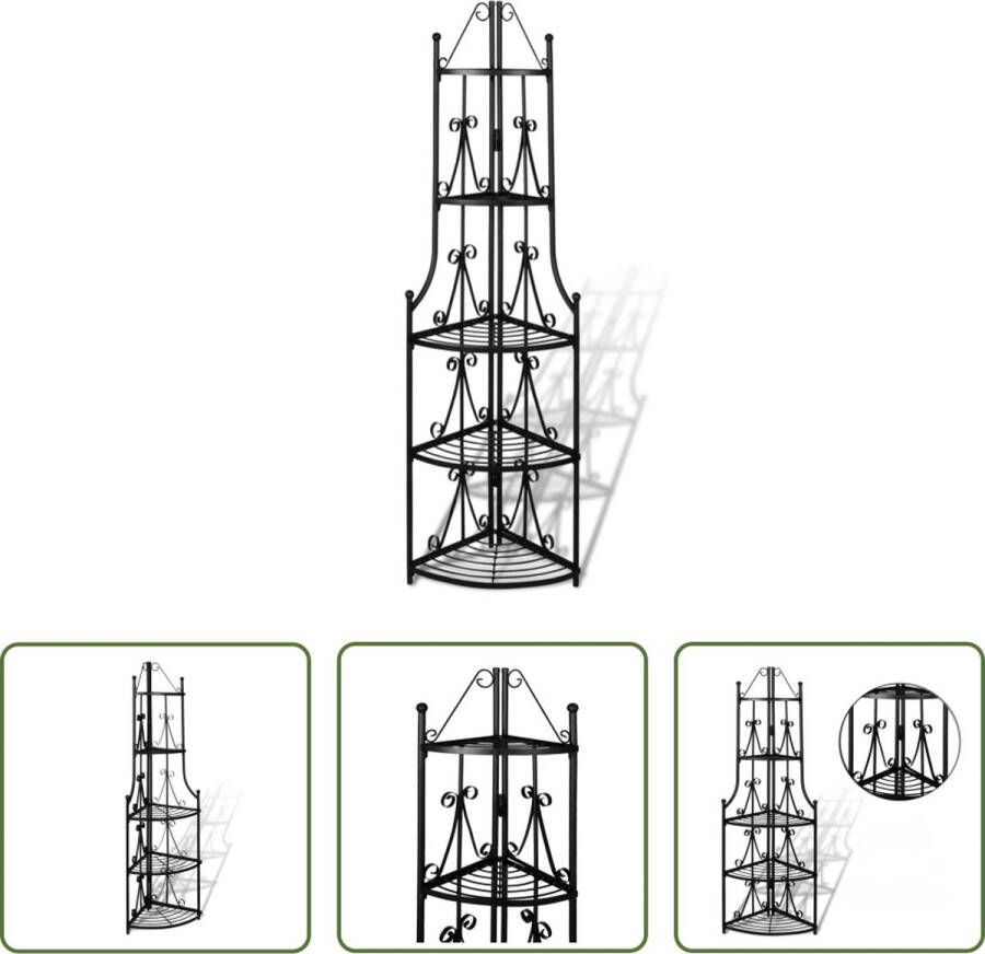 The Living Store Plantenrek Rozen Patroon Zwart 36 x 160 cm Hoogwaardig Staal