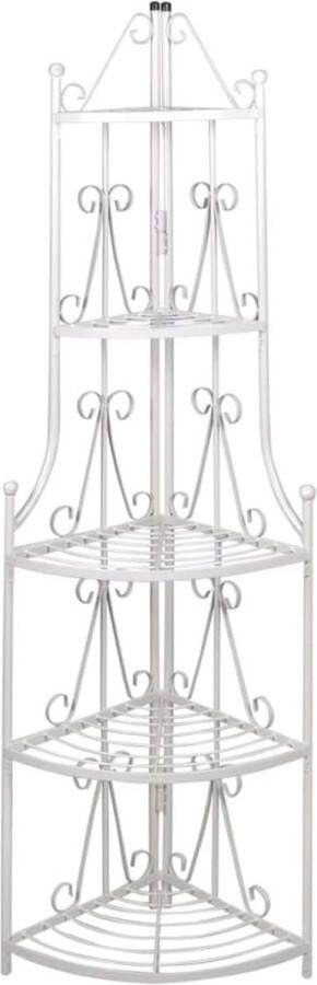 The Living Store Plantenrek Wit 5 Etages 36 x 160 cm Rozenpatroon