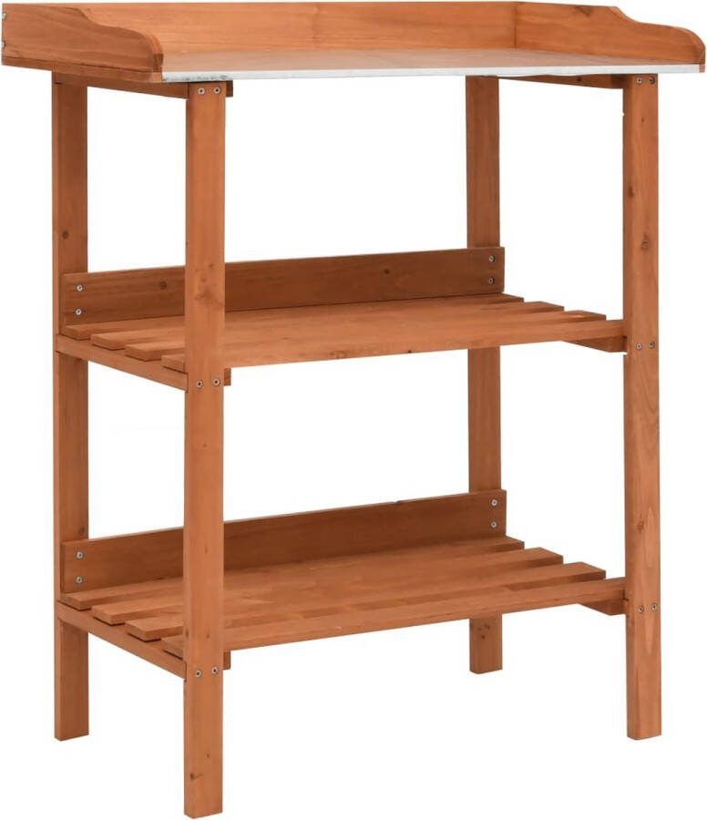 The Living Store Plantenrekken Houten tuinstandaard 76 x 37 x 89 cm verzinkt blad