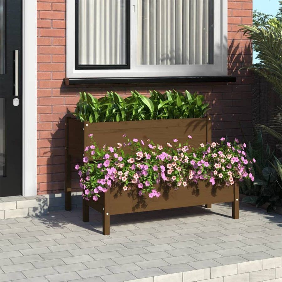 The Living Store Plantenstandaard 2-laags ontwerp 110x84x75 cm Massief grenenhout