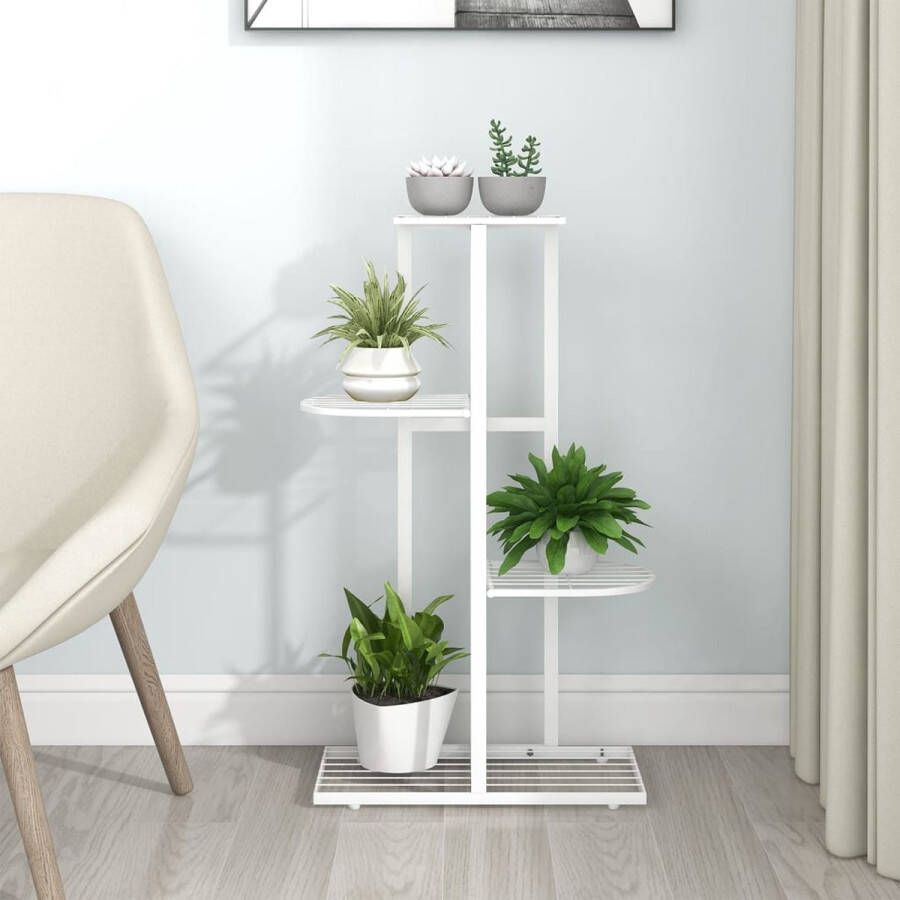 The Living Store Plantenstandaard 4 lagen 43 x 22 x 76 cm wit