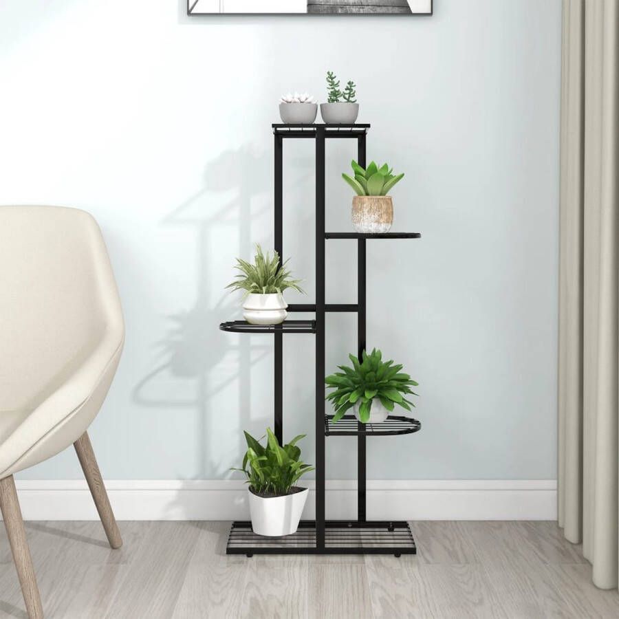 The Living Store Plantenstandaard Bloemenstandaard 43 x 22 x 98 cm Metaal zwart Montage vereist