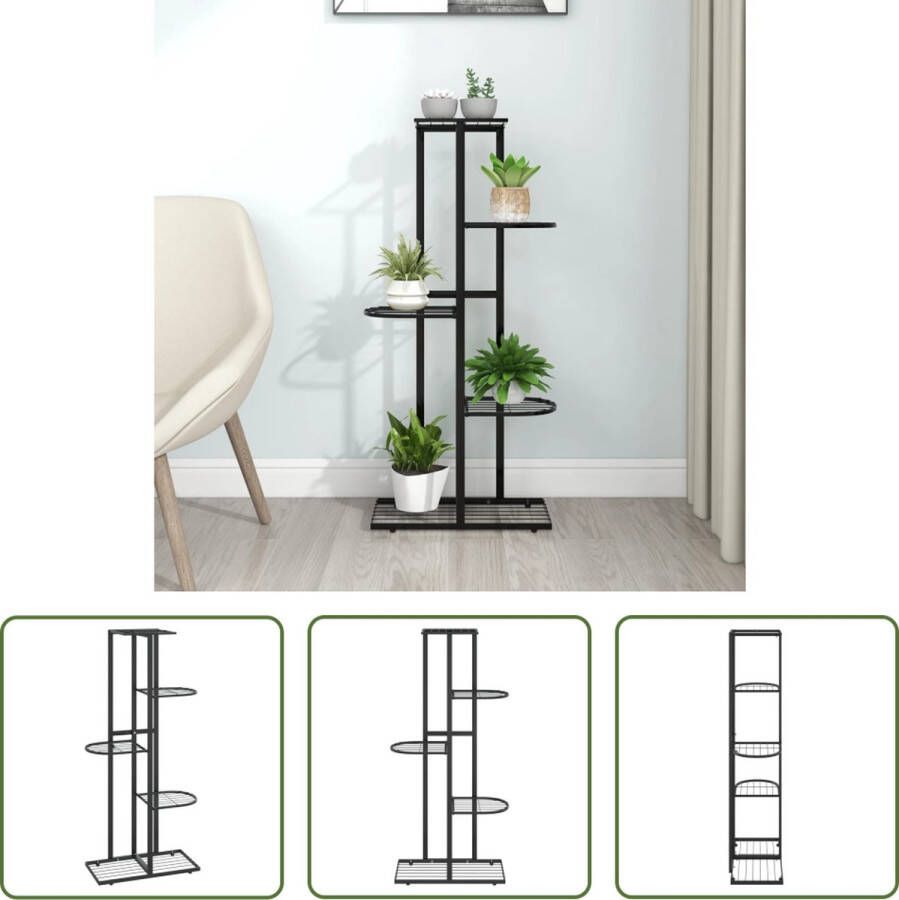 The Living Store Plantenstandaard Bloemenstandaard 43 x 22 x 98 cm Metaal zwart Montage vereist