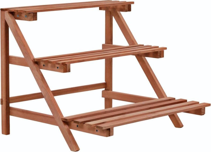 The Living Store Plantenstandaard Drielaags 48x45x40cm Bruin Cederhout