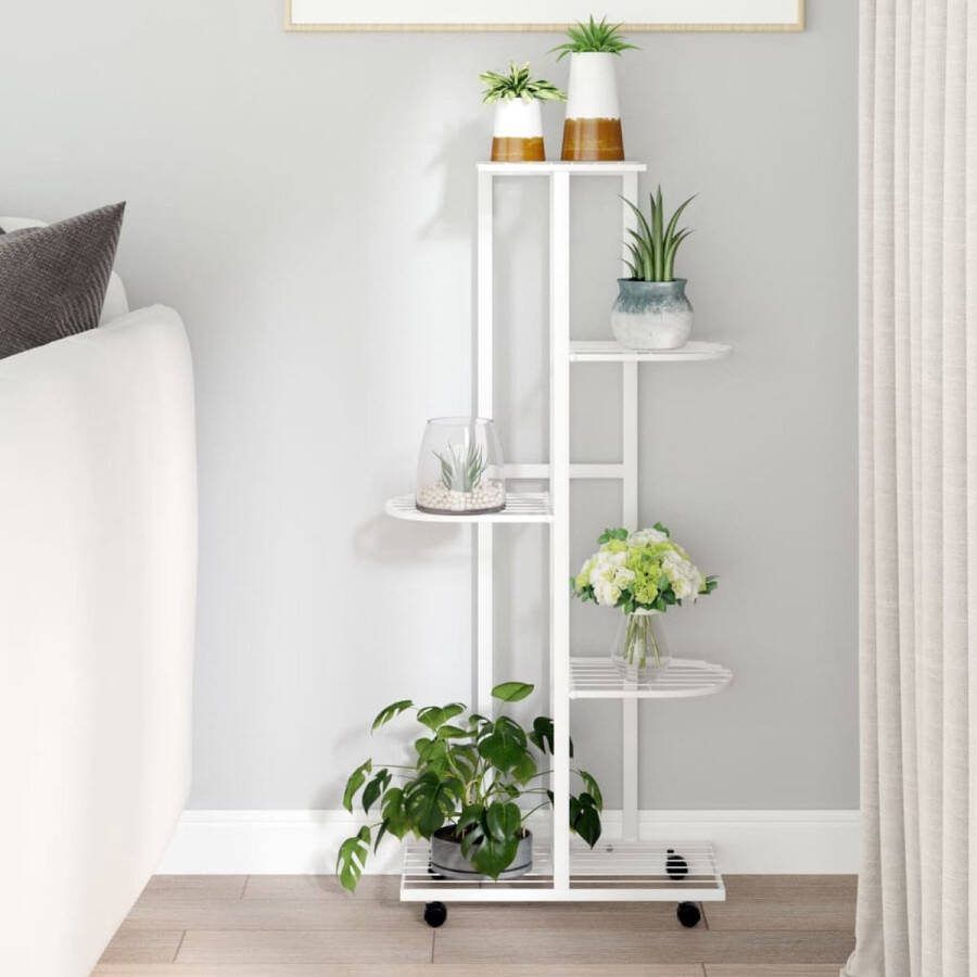 The Living Store Plantenstandaard Hoek 44 x 23 x 100 cm Wit IJzer