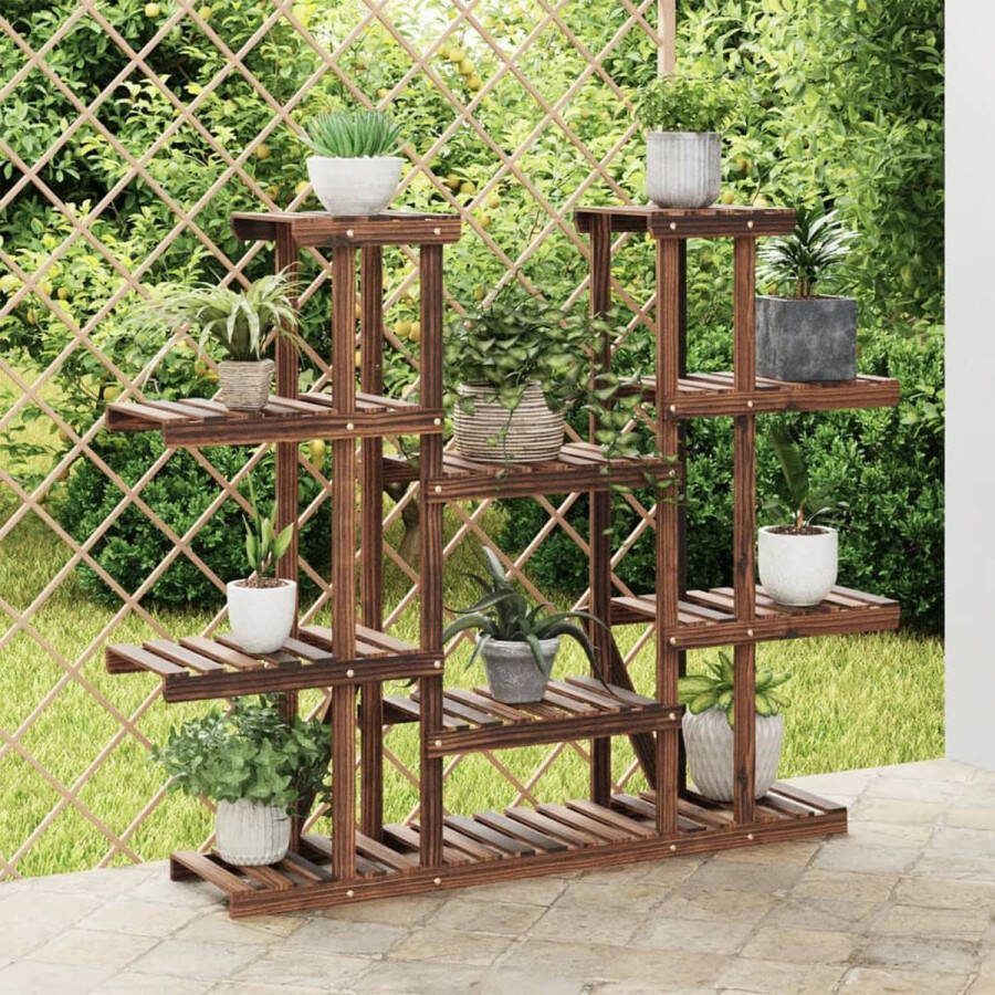 The Living Store Plantenstandaard Hout Vurenhout 110 x 25 x 110.5 cm retro design