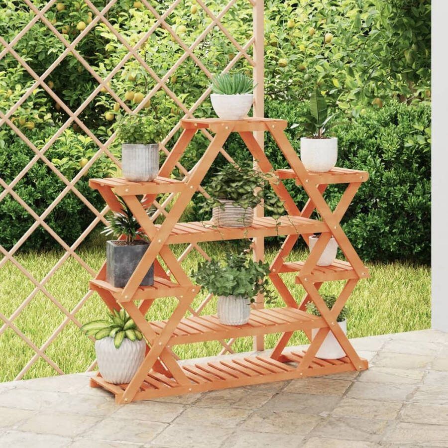 The Living Store Plantenstandaard Houten 110 x 25 x 105 cm Massief vurenhout