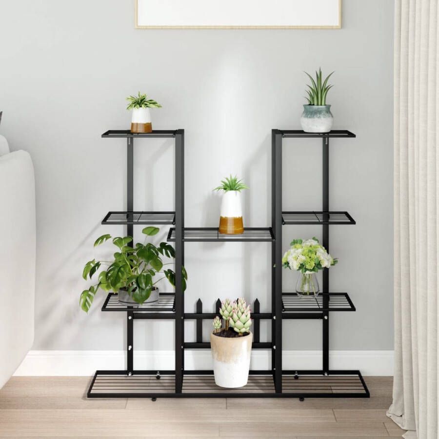 The Living Store Plantenstandaard IJzer 94.5 x 25 x 89 cm Zwart