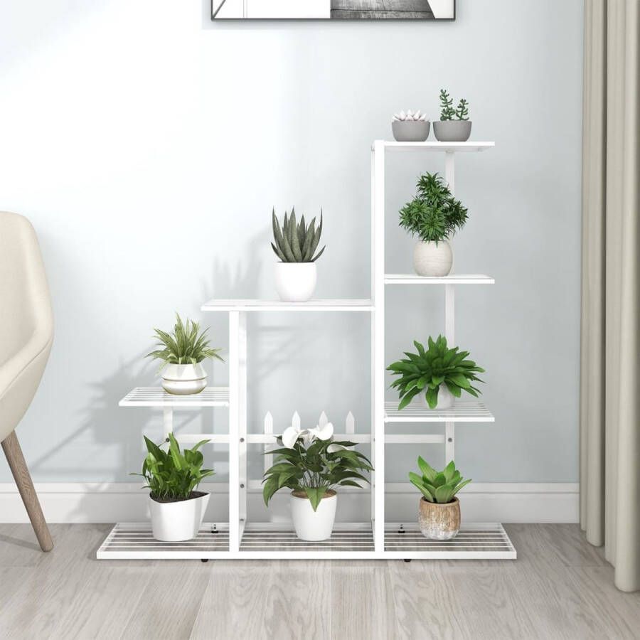 The Living Store Plantenstandaard Metaal 94.5 x 25 x 88 cm Wit
