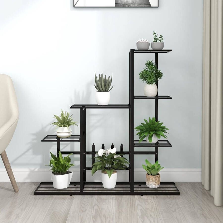 The Living Store Plantenstandaard Metaal 94.5 x 25 x 88 cm zwart