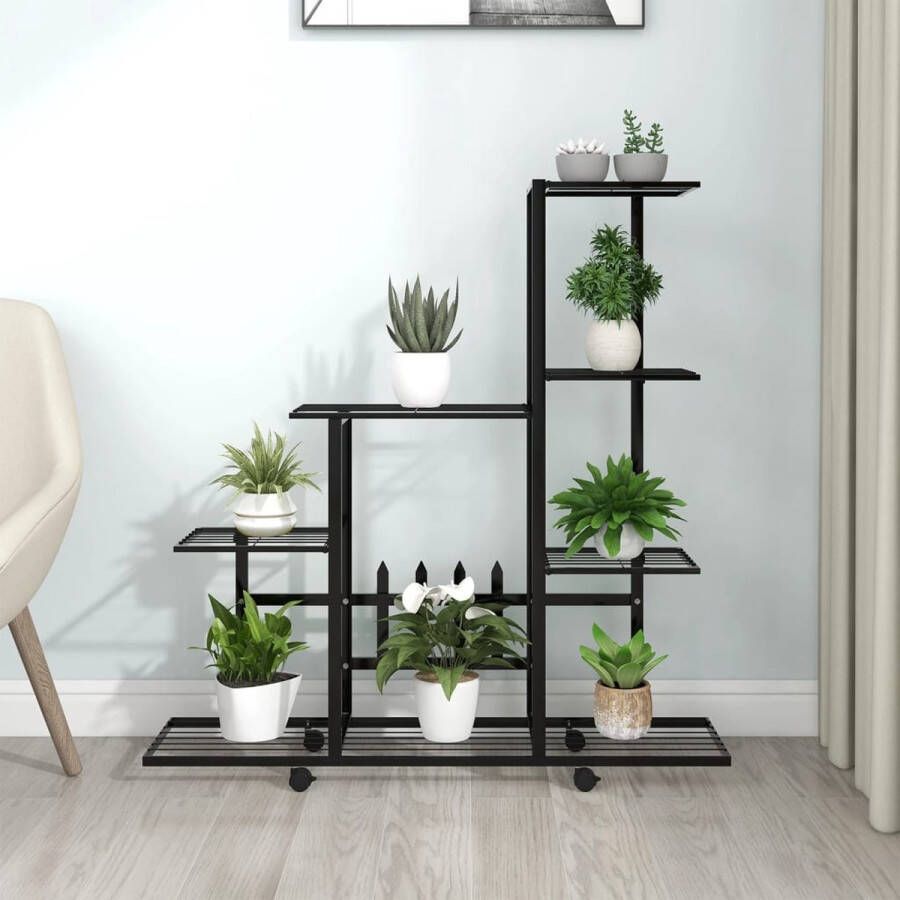 The Living Store Plantenstandaard Metaal 94.5 x 25 x 92.5 cm Zwart