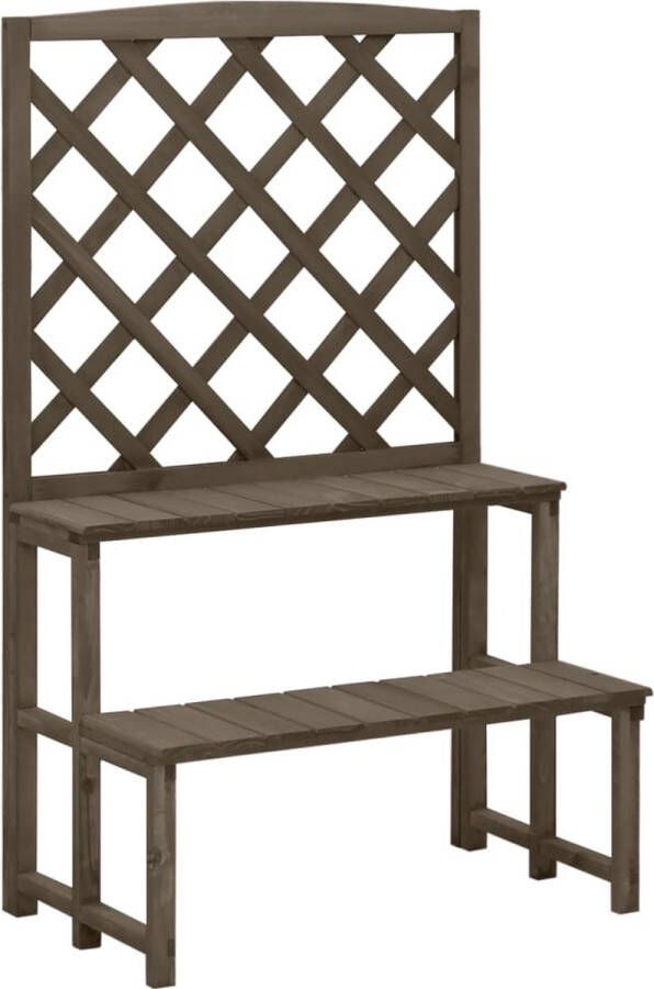 The Living Store Plantenstandaard Outdoor Massief Vurenhout Grijs 70 x 42 x 115 cm Montage vereist