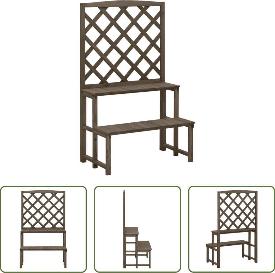 The Living Store Plantenstandaard Outdoor Massief Vurenhout Grijs 70 x 42 x 115 cm Montage vereist