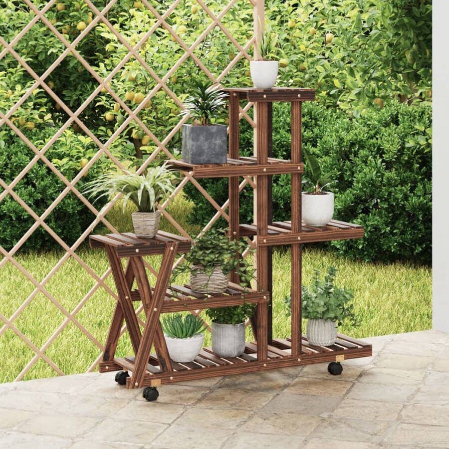 The Living Store Plantenstandaard Retro Gecarboniseerd Bruin 95 x 25 x 101 cm Draagvermogen 10 kg