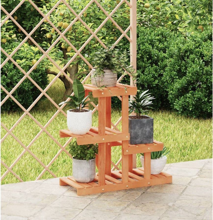 The Living Store Plantenstandaard Retro Hout 58 x 25 x 51 cm Duurzaam Vurenhout
