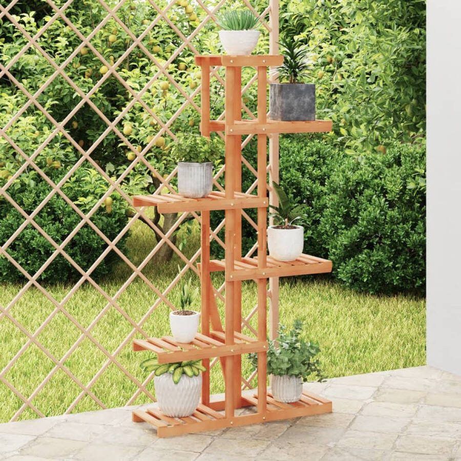 The Living Store Plantenstandaard Retro Houten Plantenrek 75x25x140.5 cm Massief Vurenhout
