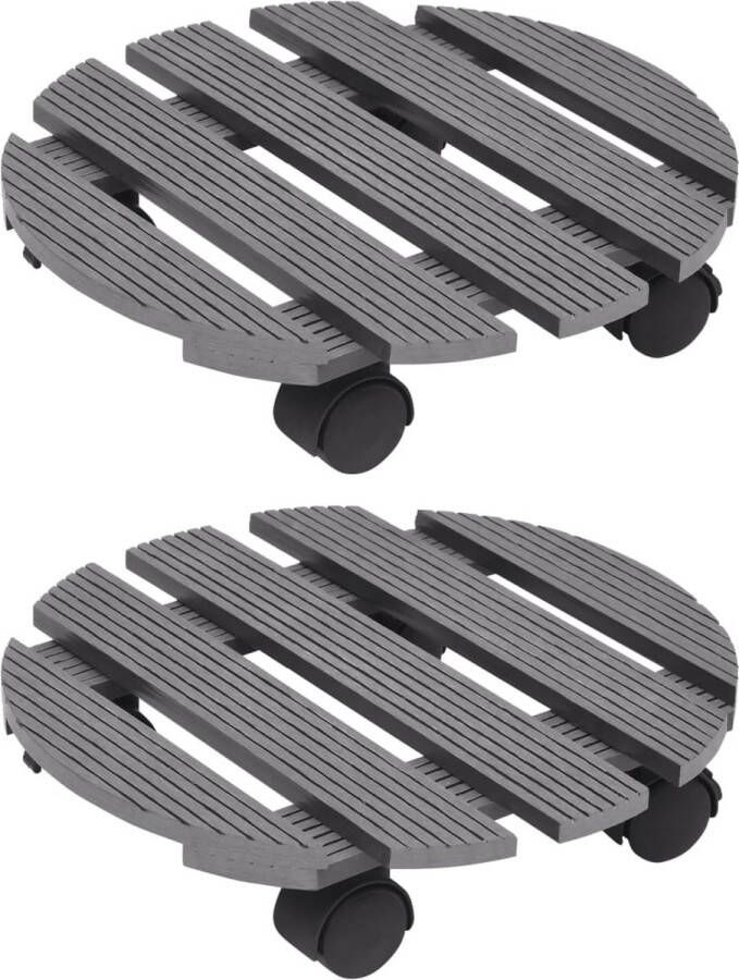 The Living Store Plantentrolley Grijs HKC 30x7.5 cm 360° draaibare wielen 2 wielen met rem