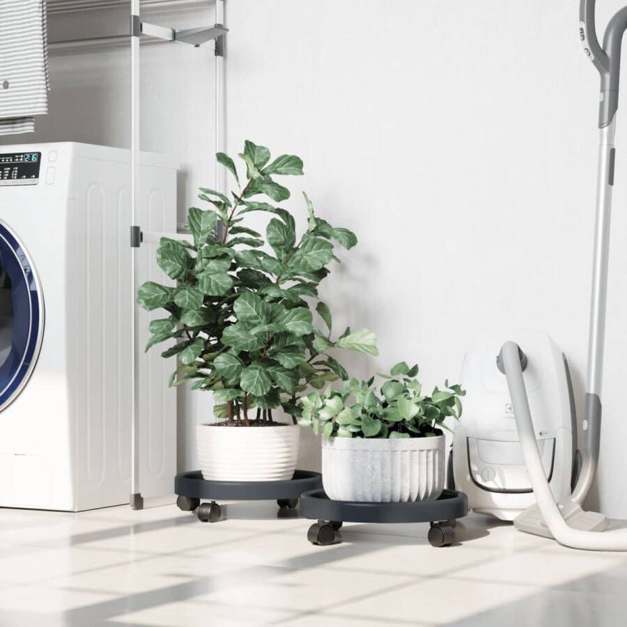 The Living Store Plantentrolley Grijs Polyetheen 34 x 9 cm Draagvermogen 35 kg