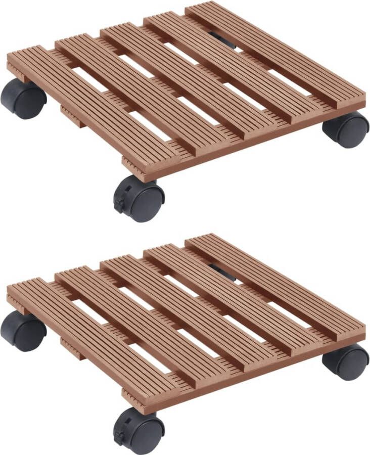 The Living Store Plantentrolley HKC 30 x 30 x 7.5 cm 360° draaibare wielen 100 kg