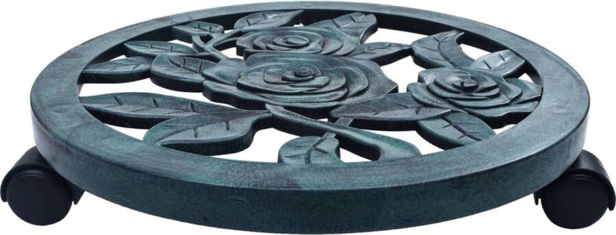 The Living Store plantentrolleys PP Ø38x7.5 cm groen 6 stuks