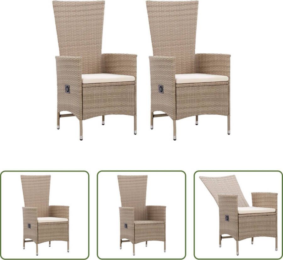 The Living Store Poly Rattan Fauteuil Beige 58 x 62 x 108 cm Verstelbare rugleuning