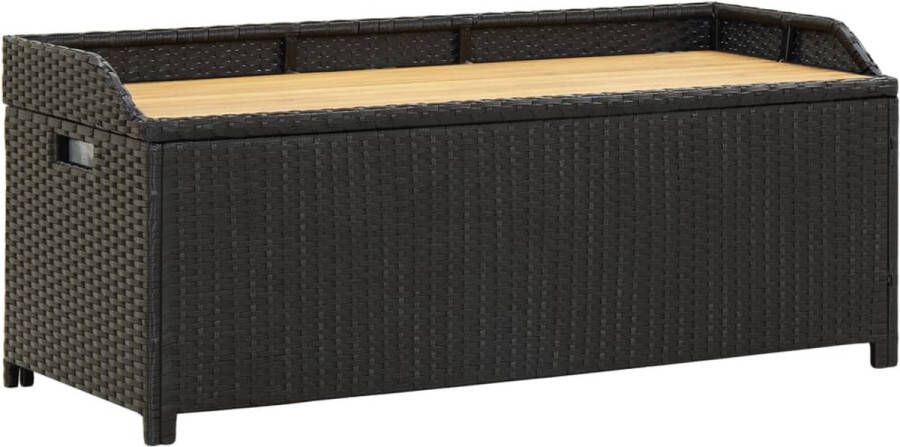 The Living Store Poly Rattan Opbergbank 120 x 50 x 50 cm Zwart