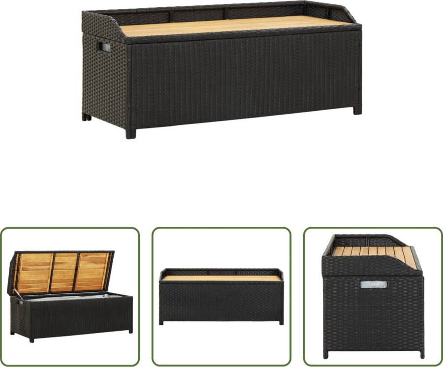 The Living Store Poly Rattan Opbergbank 120 x 50 x 50 cm Zwart