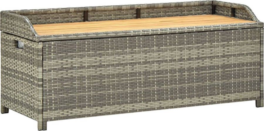 The Living Store Poly Rattan Opbergbank Grijs 120 x 50 x 50 cm Duurzaam en Weerbestendig