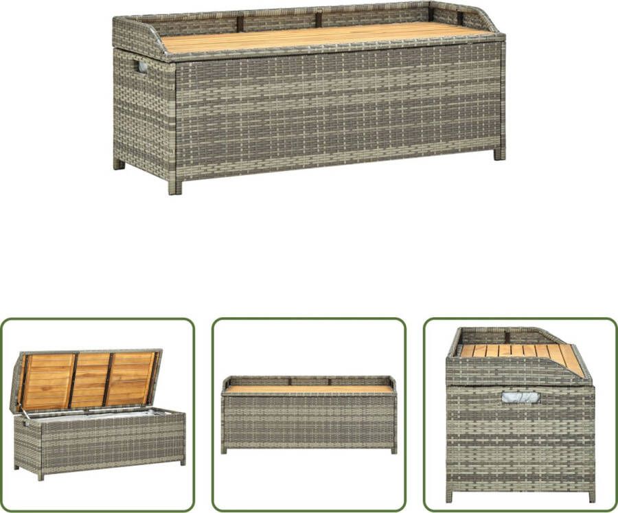 The Living Store Poly Rattan Opbergbank Grijs 120 x 50 x 50 cm Duurzaam en Weerbestendig