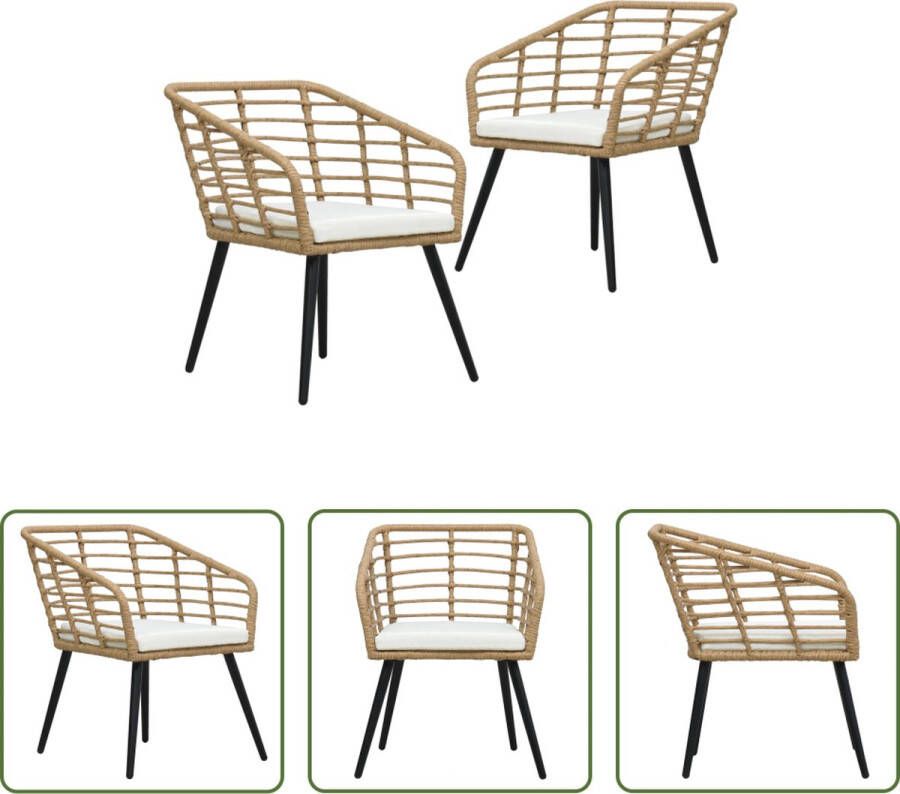 The Living Store Poly Rattan Stoelen Bistroset 63.5 x 53.5 x 77 cm Rustieke look