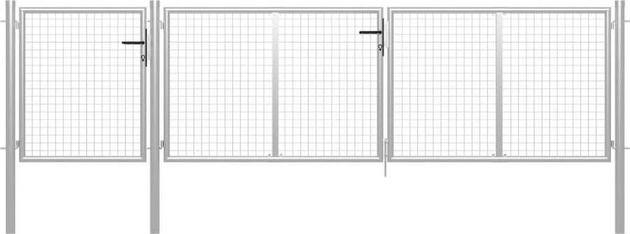 The Living Store Tuinpoort 400x150cm Staal Zilver Inclusief Slot