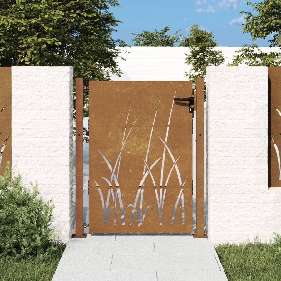 The Living Store Poort Cortenstaal Tuinaccessoire 105 x 130 cm Lasergesneden ontwerp Afsluitbaar systeem