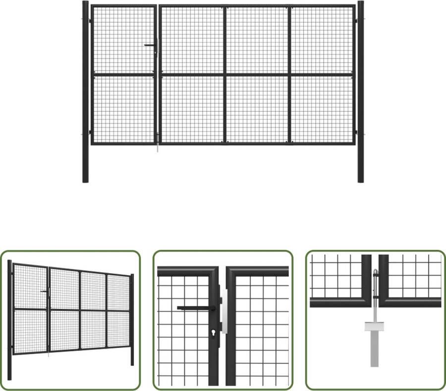 The Living Store Poort model Tuinpoort 350x200 cm Staal antraciet