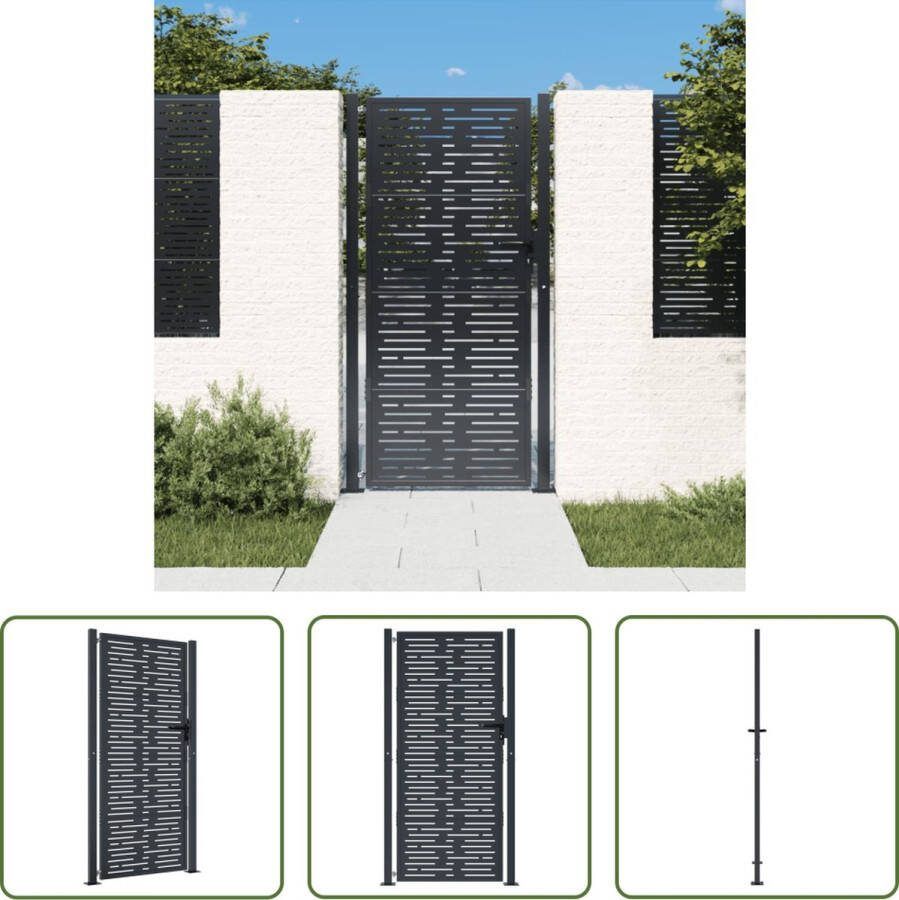 The Living Store Poort Stalen Tuinpoort 105 x 180 cm Antraciet