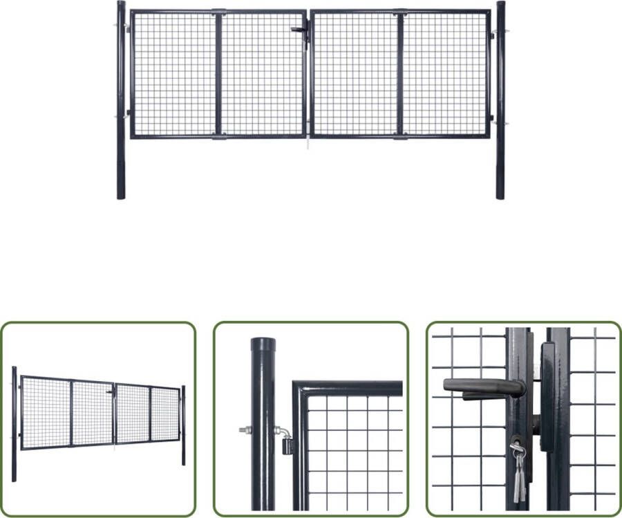 The Living Store Poorten Stalen Tuinpoort 306x150cm Antracietgrijs