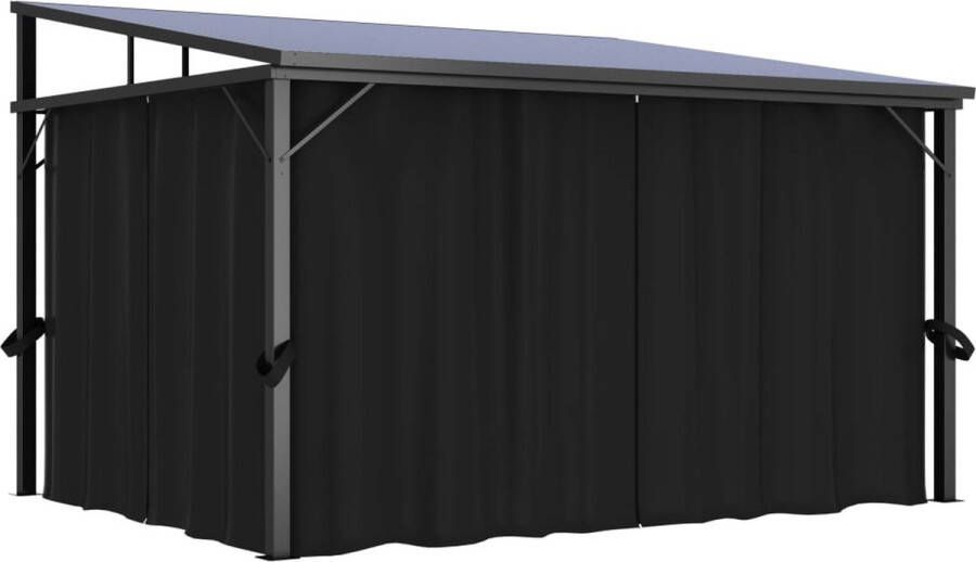 The Living Store Prieel Aluminium 405 x 294 x 244 cm UV-bestendig Inclusief zijwandgordijnen