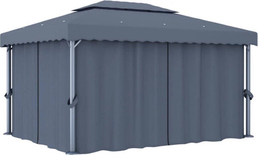 The Living Store Prieel Antraciet 4 x 3 m Aluminium en Staal Polyester met PA-coating