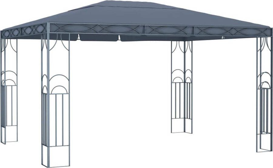 The Living Store Prieel Classic s antraciet 400x300x270 cm Klassiek en elegant ontwerp Stalen frame Polyester dak met PA-coating