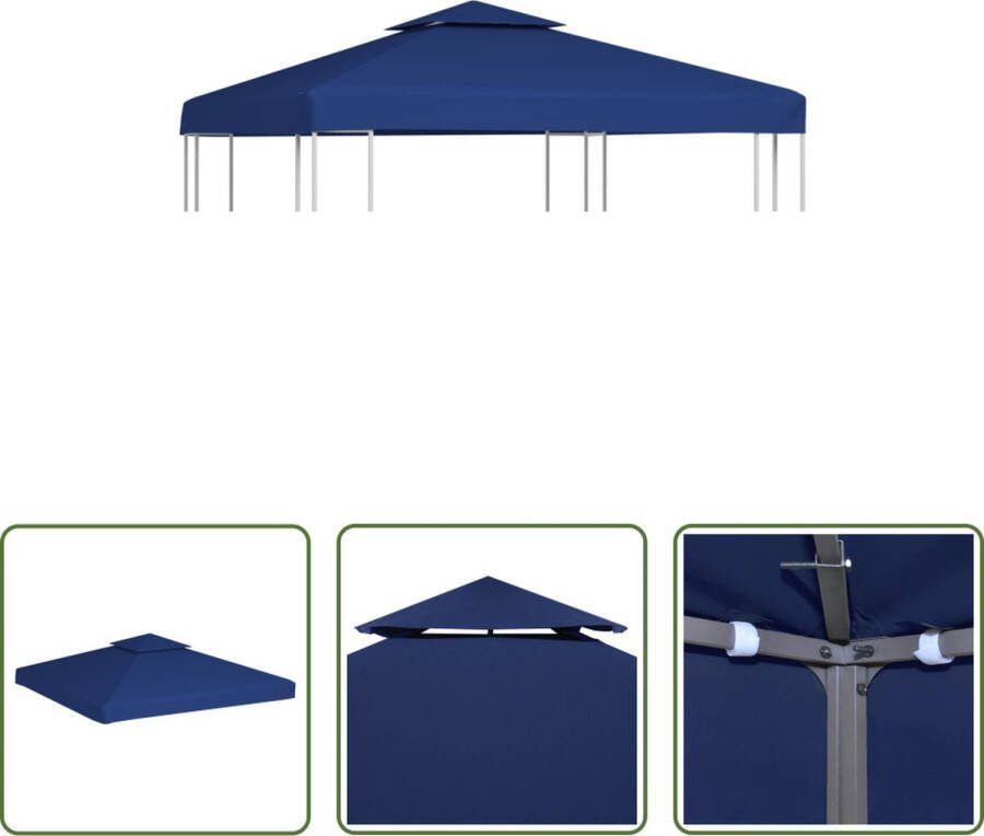 The Living Store Prieel Dakdonkerblauw 3x3m PVC-coating 310 g m²