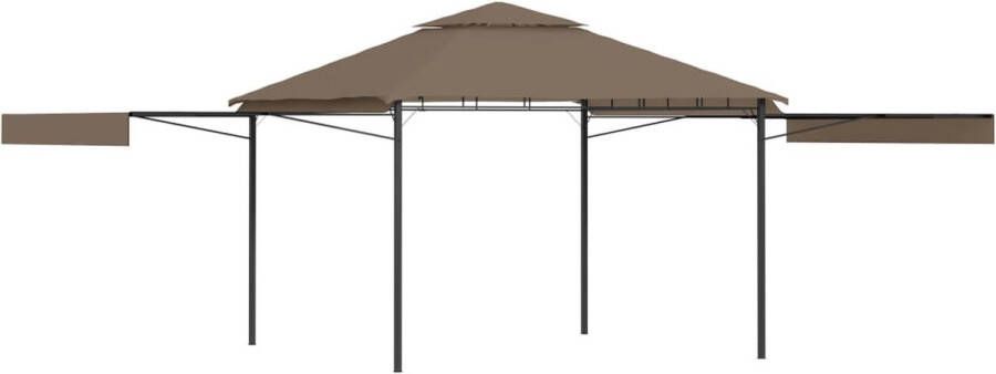 The Living Store Tuintent Stalen frame Duurzame poedercoating Dubbele uitschuifbare daken Insectenwerend gordijn Taupe 3x3x2.75m