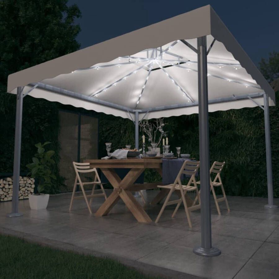 The Living Store Prieel Steel Pavilion 300x300x270 cm Dubbele daken Crème