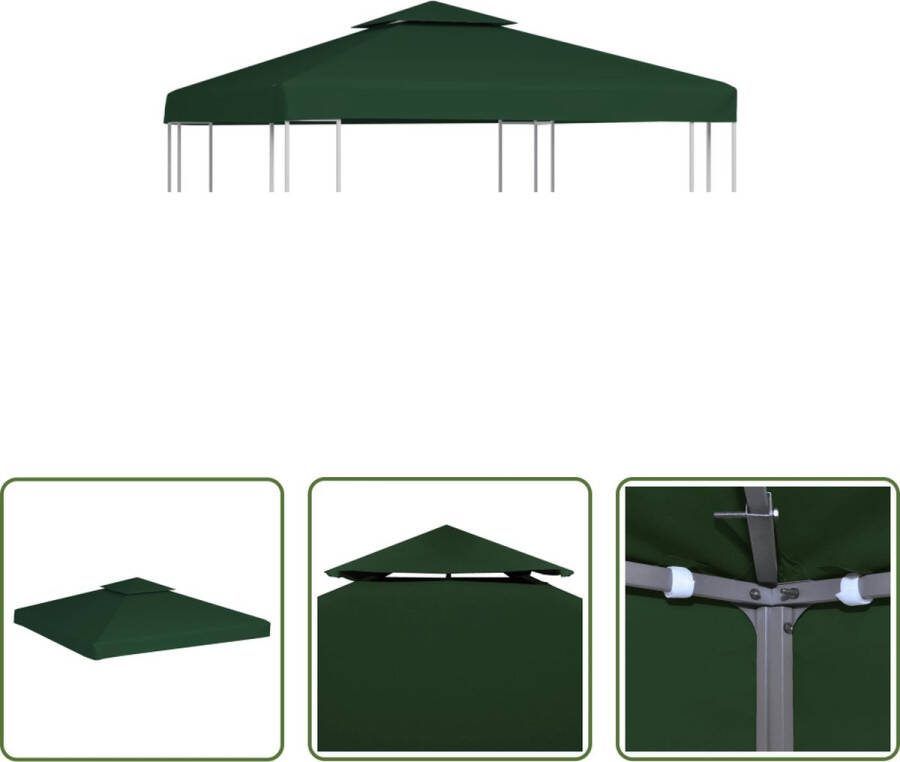 The Living Store Prieel Vervangend Tentdoek 3x3m Groen PVC-coating Waterbestendig 310 g m²