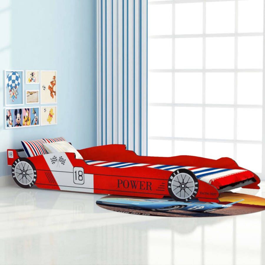 The Living Store Raceauto Kinderbed Rood 225 x 94 x 38 cm Vanaf 4 jaar